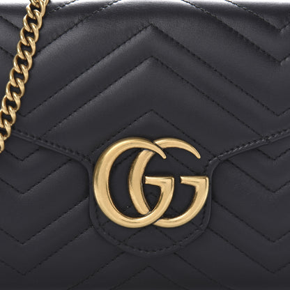Gucci Calfskin Matelasse GG Marmont Chain Wallet Black 9 of 9