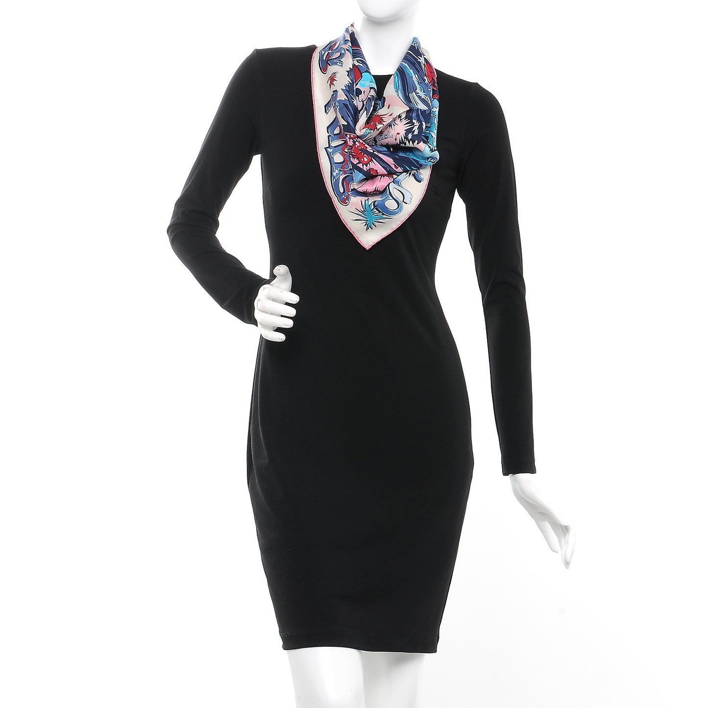 Silk H Comme Scarf 70 Rose Bleu Creme