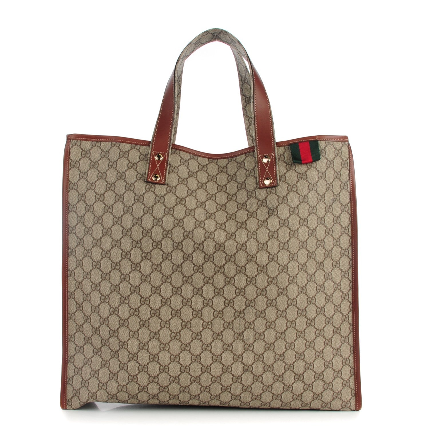 Gucci GG Plus Monogram Large Signature Web Loop Tote Brown 1 of 10