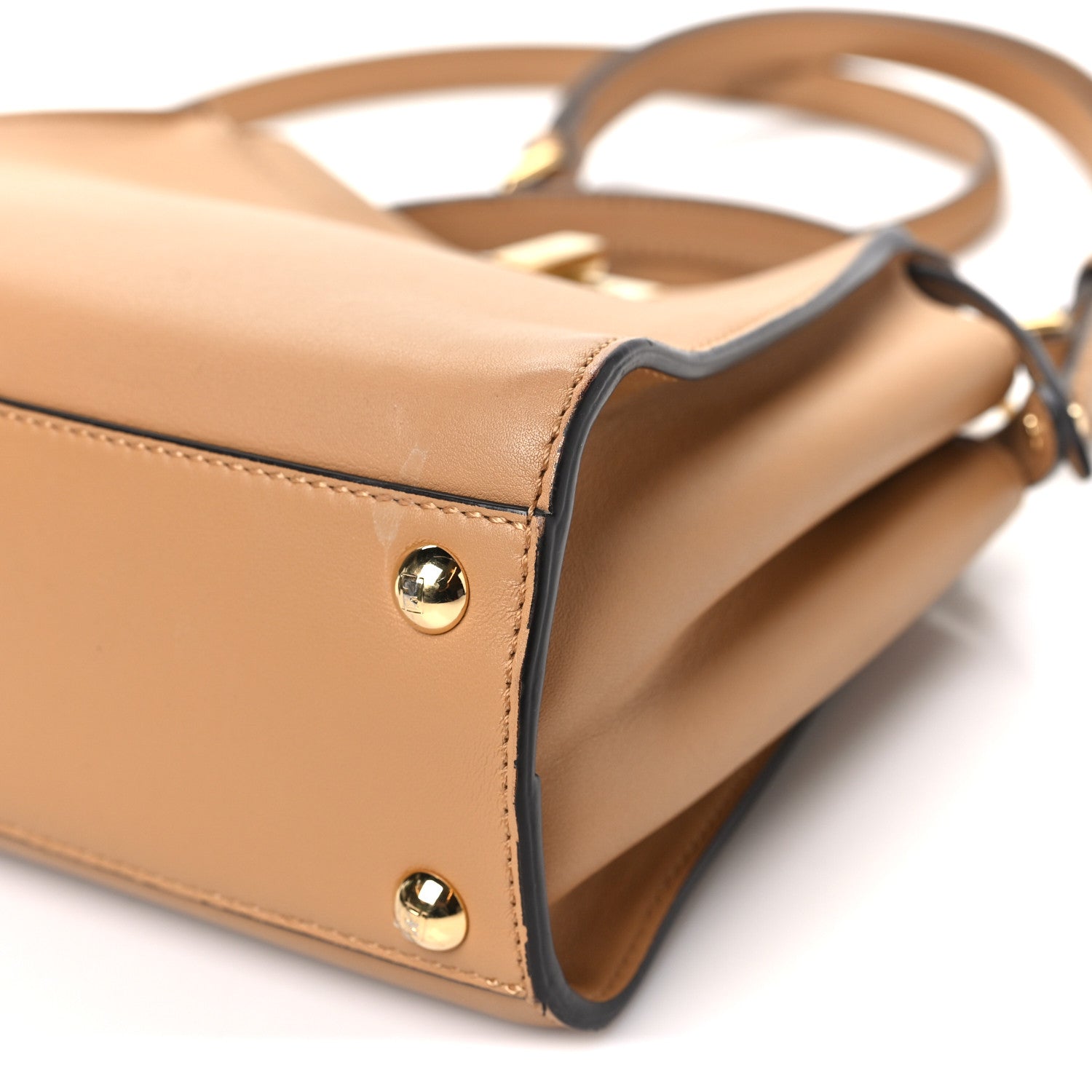 Fendi Vitello Seta Nappa FF Embossed Mini Peekaboo Iconic Satchel