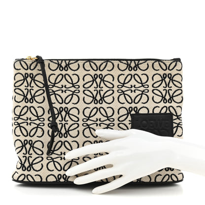 Loewe Jacquard Anagram Calfskin Pouch Ecru Black 2 of 7