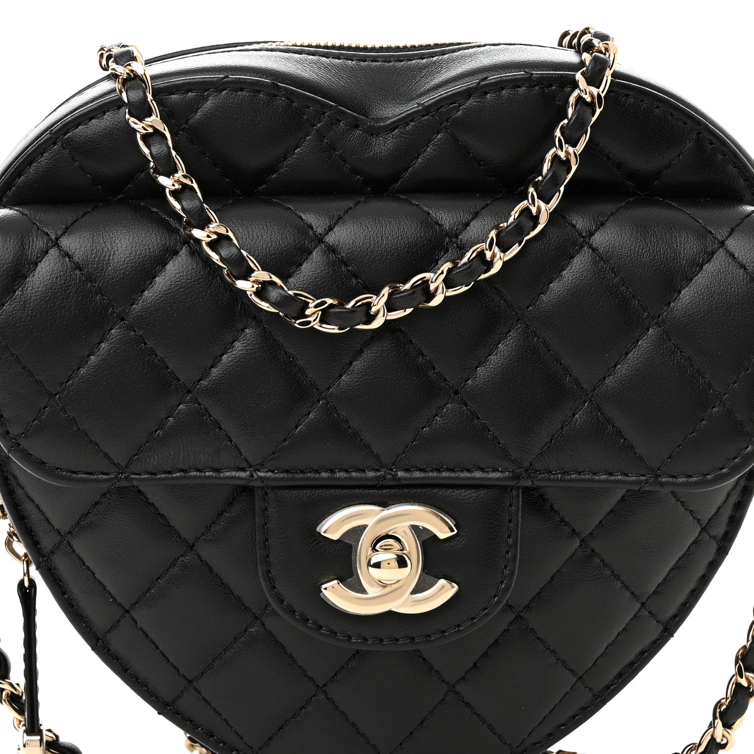 Chanel Lambskin Quilted CC In Love Heart Bag Black 8 of 10