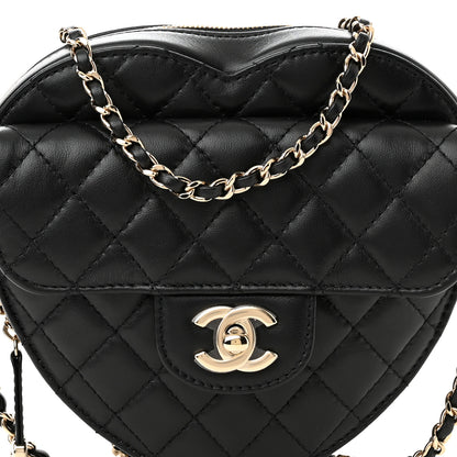 Chanel Lambskin Quilted CC In Love Heart Bag Black 8 of 10