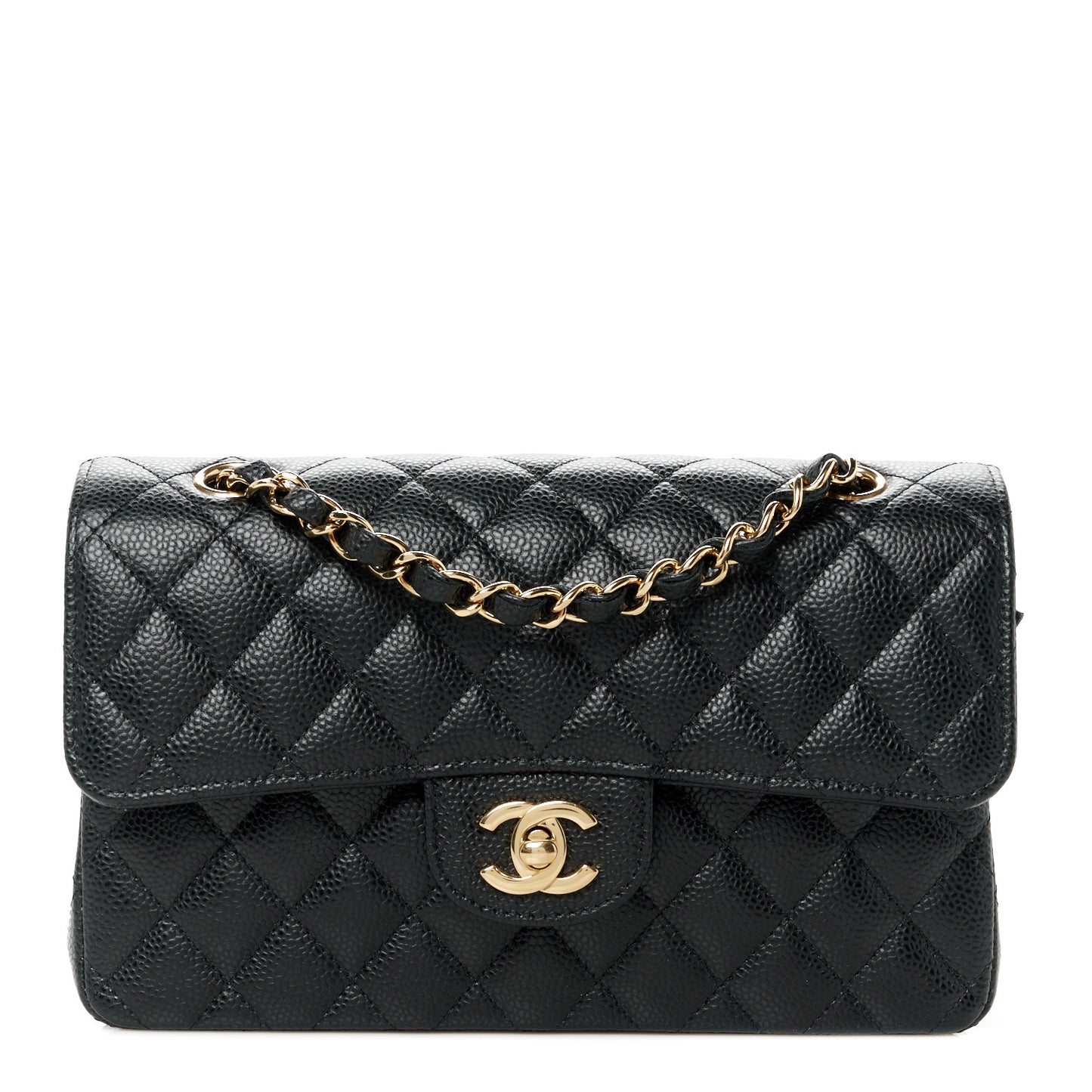 Caviar Quilted Small Double Flap Black