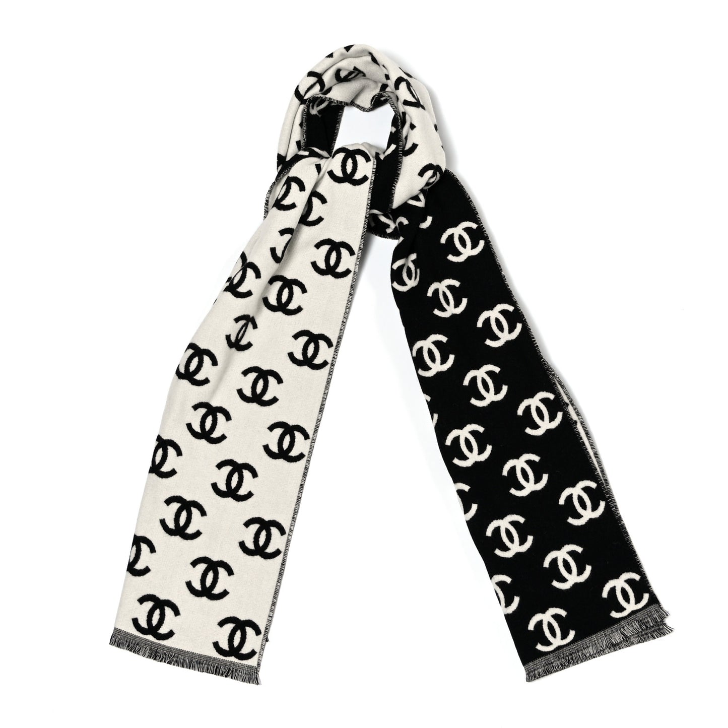 Wool Cashmere CC Scarf Black White