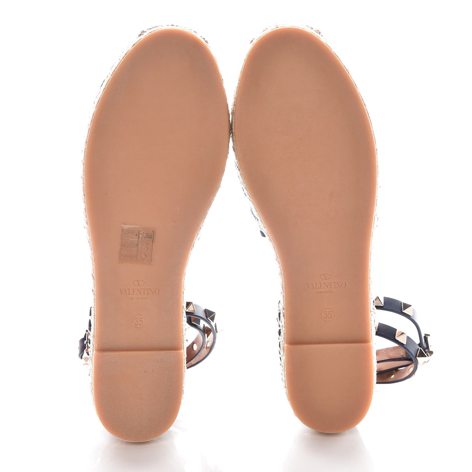 Valentino Garavani Denim Rockstud Ankle Wrap Espadrille 20mm Flats 35 Light Denim 5 of 8
