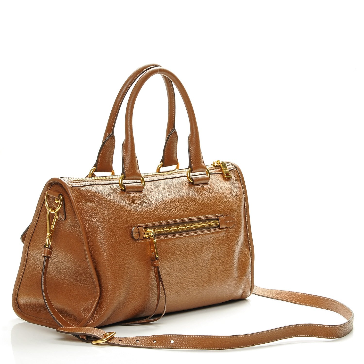 Prada Vitello Daino Shopping Satchel Brandy 3 of 7