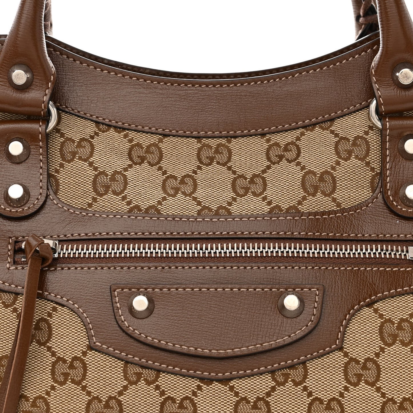 X GUCCI GG Monogram Azalea Calfskin Neo Classic Silver Hardware Medium City Beige Ebony Brown Sugar