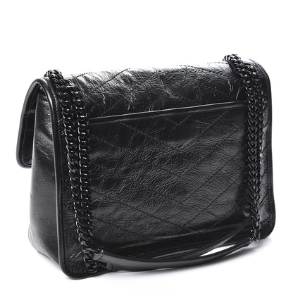 Saint Laurent Crinkled Calfskin Matelasse Monogram Medium Niki Chain Satchel Black 2 of 10