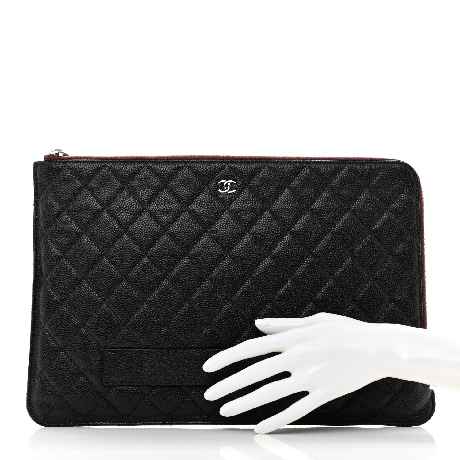 Chanel Caviar Quilted Large Slide Pouch Black 2 of 7
