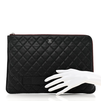 Chanel Caviar Quilted Large Slide Pouch Black 2 of 7