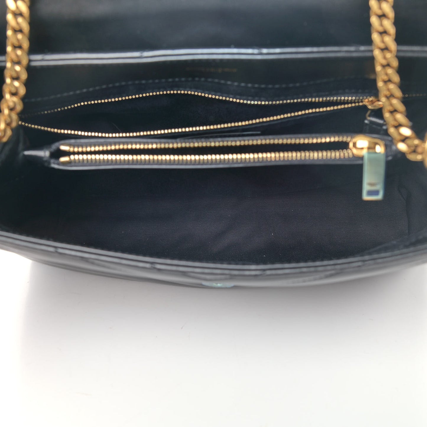 Calfskin Y Quilted Monogram Medium Loulou Chain Satchel Black