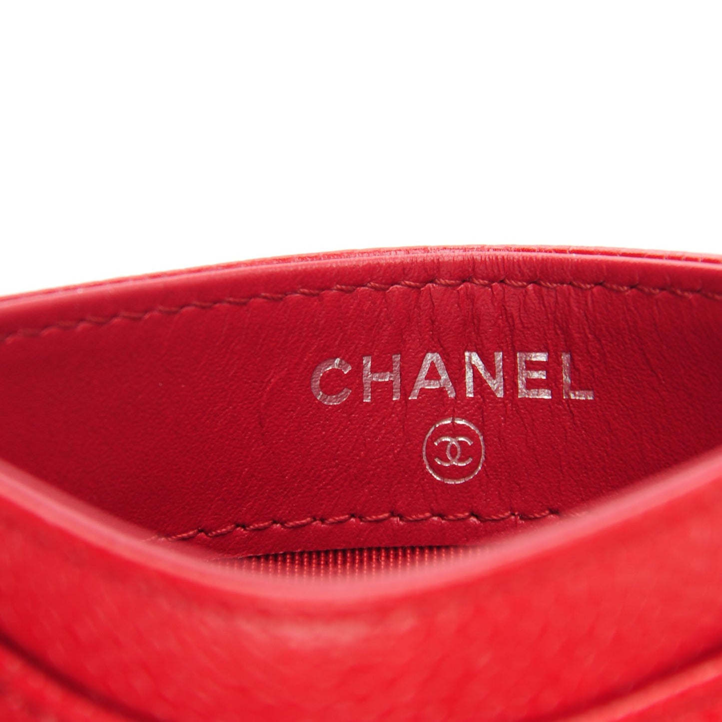 Caviar Quilted Card Holder Red