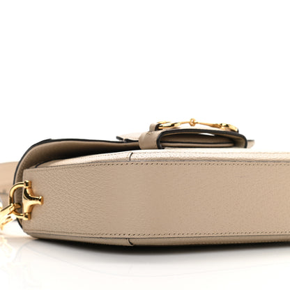 Gucci GG Supreme Monogram Textured Dollar Calfskin Web Mini Horsebit 1955 Shoulder Bag Beige Mystic White Oatmeal 10 of 11