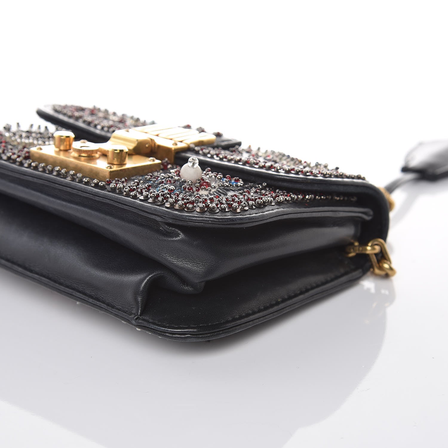 Christian Dior Calfskin Beaded Mini Dioraddict Flap Bag Black 9 of 13