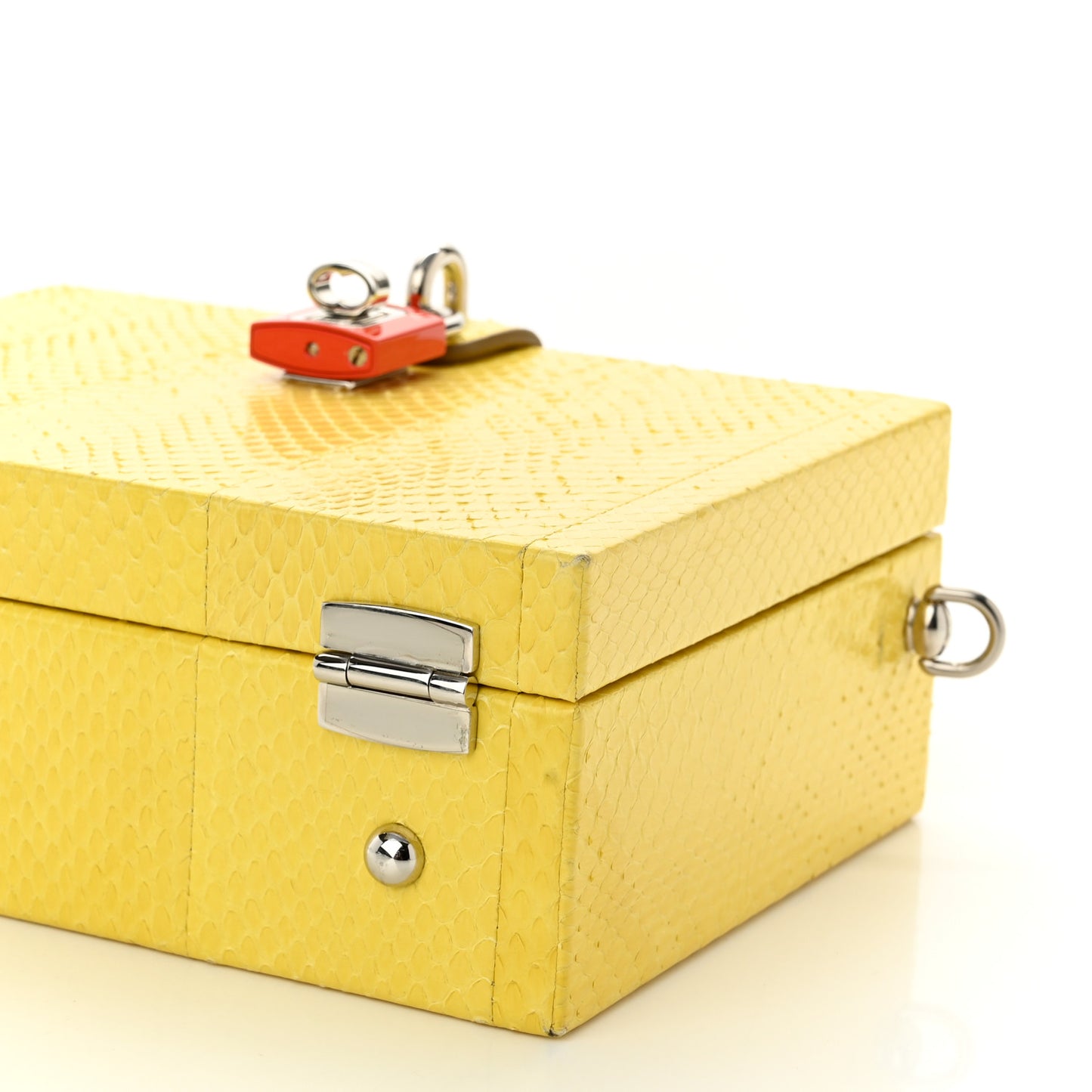 Snakeskin Padlock Box Bag Yellow