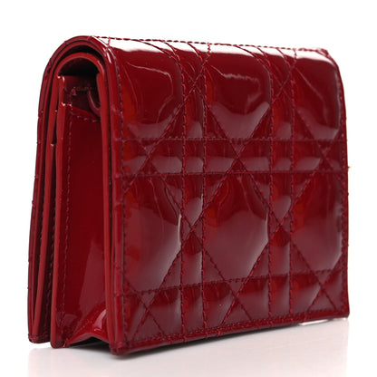 Christian Dior Patent Cannage Mini Lady Dior Wallet Cherry Red 3 of 12