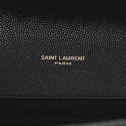 Saint Laurent Grain De Poudre Matelasse Chevron Monogram Envelope Clutch Black 6 of 7