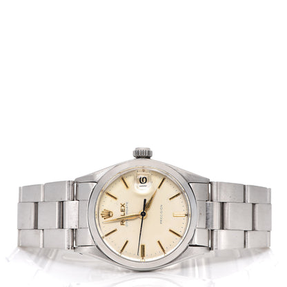 Rolex Stainless Steel 31mm Oysterdate Precision Manual Winding Watch White 6466 3 of 10
