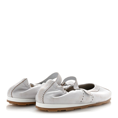 Miu Miu Bleached Nappa Womens Plume Mary Jane Ballerina Sneakers 37.5 Bianco 5 of 8