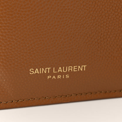 Saint Laurent Grain De Poudre Matelasse Chevron Monogram Zipped Card Case Natural Dark 6 of 10