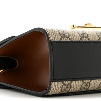 Gucci GG Supreme Monogram Calfskin Small Padlock Shoulder Bag Beige Black Cuir 9 of 15