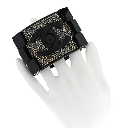Chanel Resin Crystal Studded Lego Boy Cuff Black 2 of 5