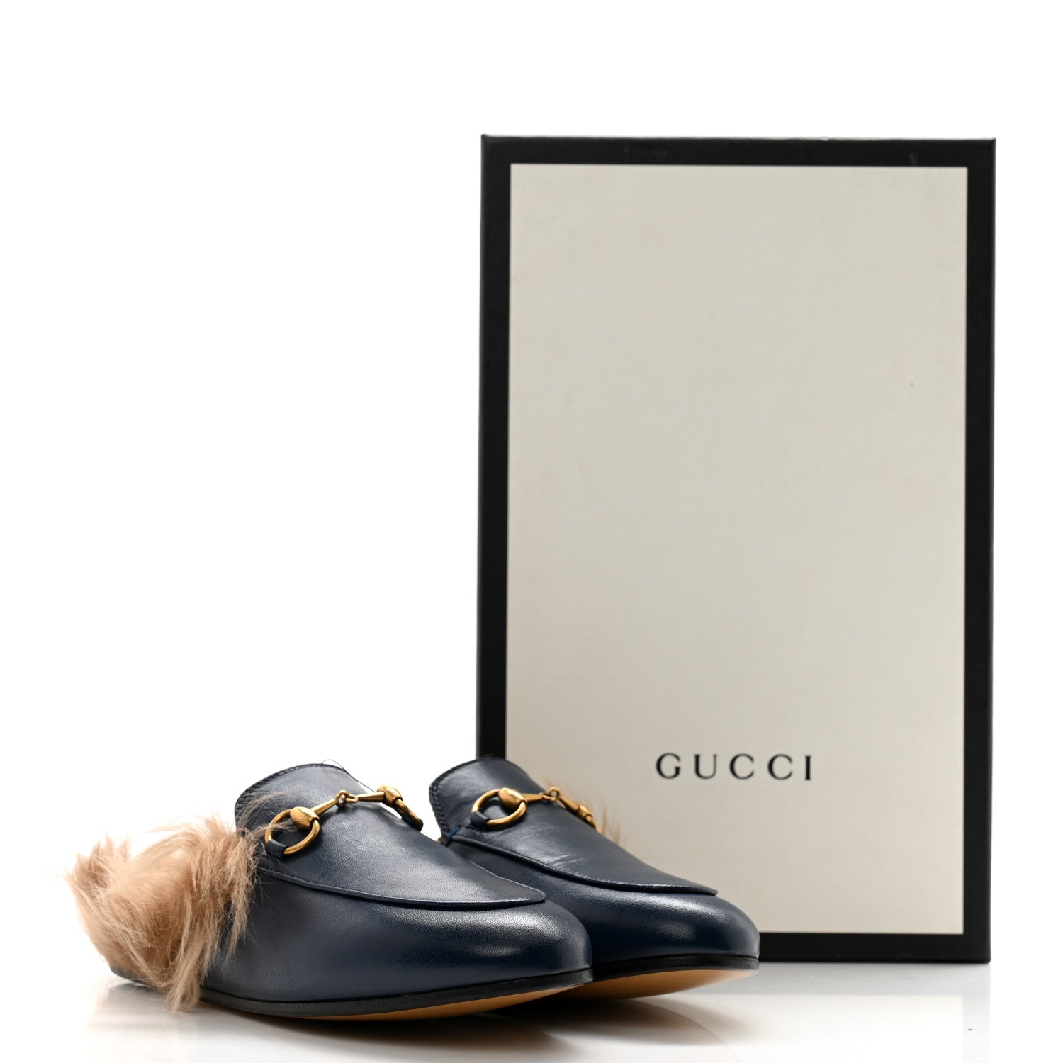Gucci Malaga Kid Fur Womens Princetown Slippers 35 Blue Agata 9 of 9
