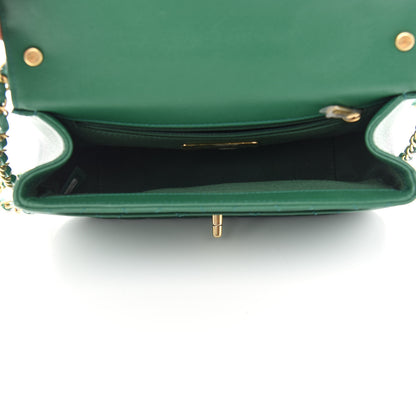 Chanel Lambskin Quilted Chain Infinity Top Handle Flap Green 5 of 10