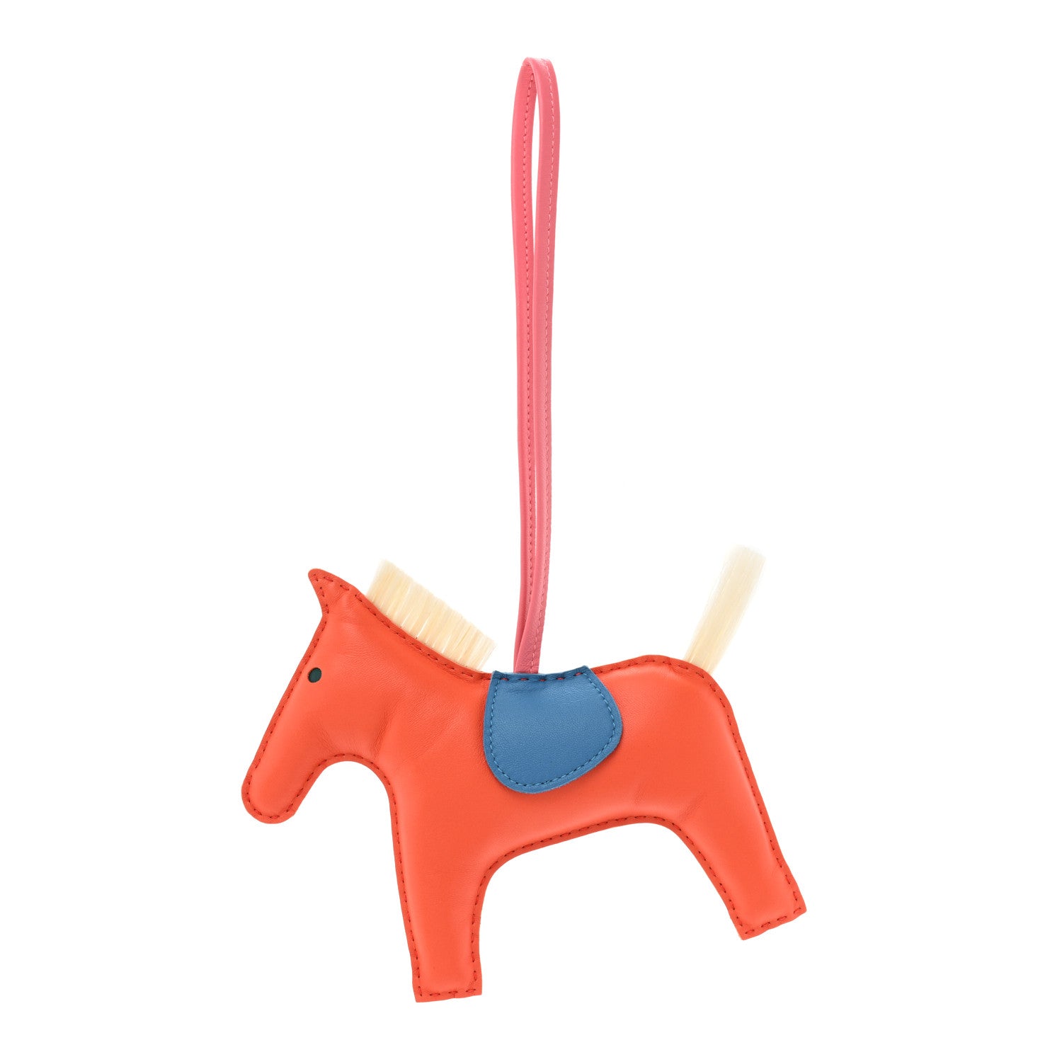 Hermes Milo Lambskin Horse Hair Grigri Rodeo Horse Bag Charm GM Orange Poppy Bleu Zanzibar Rose Azalee 1 of 3