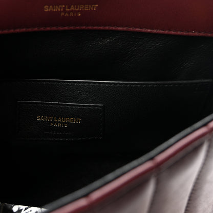 Saint Laurent Lambskin Matelasse Monogram Medium Vicky Chain Bag Rouge Legion 6 of 9