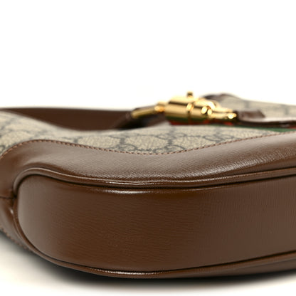 Gucci GG Supreme Monogram Azalea Calfskin Web Small Jackie 1961 Hobo Beige Ebony Brown Sugar 10 of 11