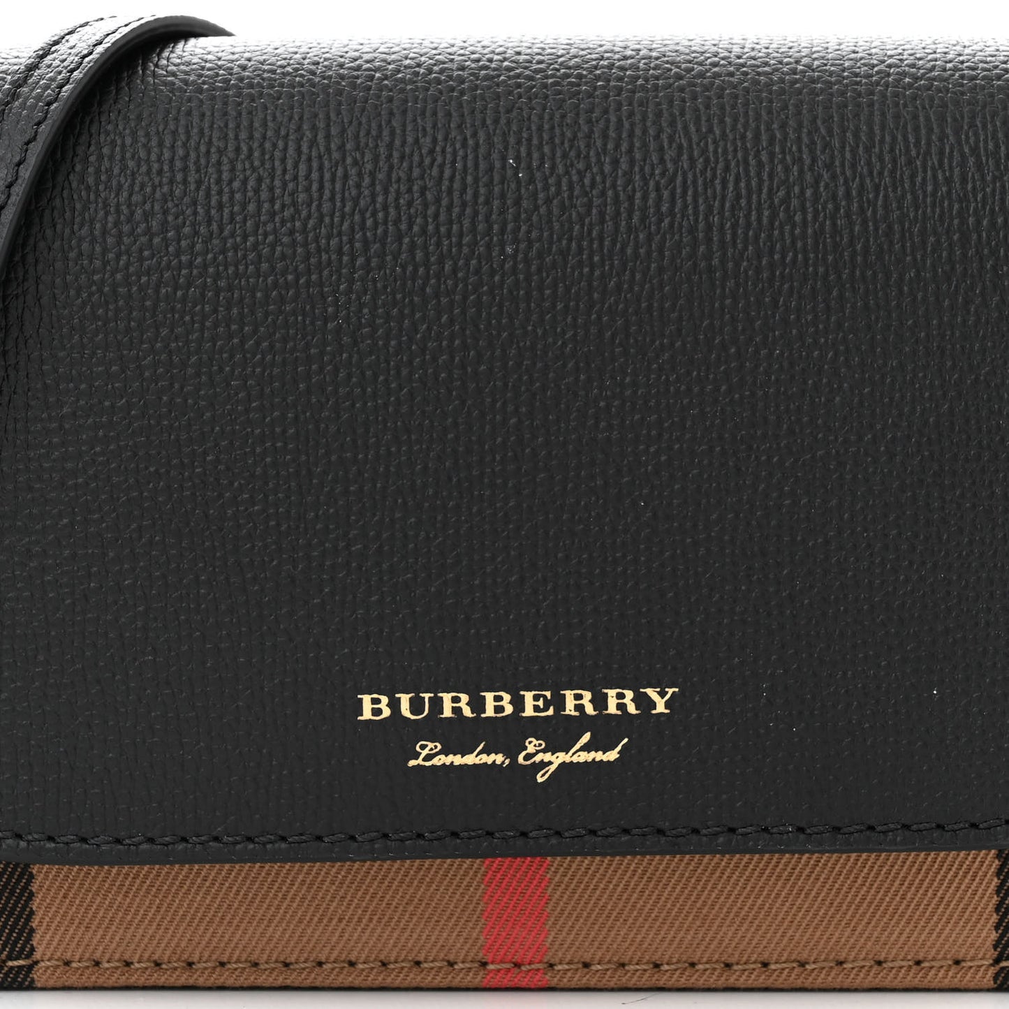 Grained Calfskin House Check Tartan Mix Hampshire Wallet On Chain Black