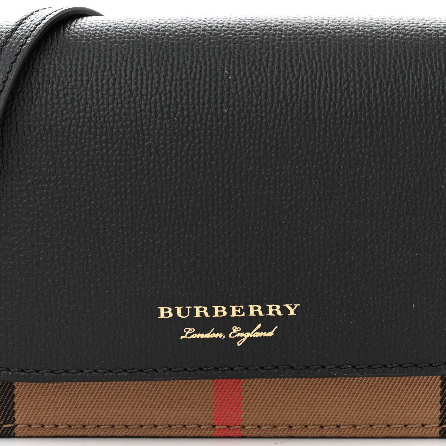 Burberry Grained Calfskin House Check Tartan Mix Hampshire Wallet On Chain Black 9 of 11