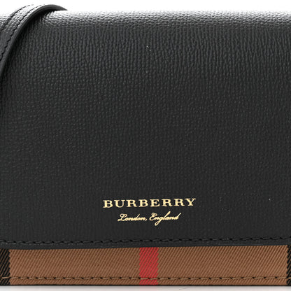 Burberry Grained Calfskin House Check Tartan Mix Hampshire Wallet On Chain Black 9 of 11