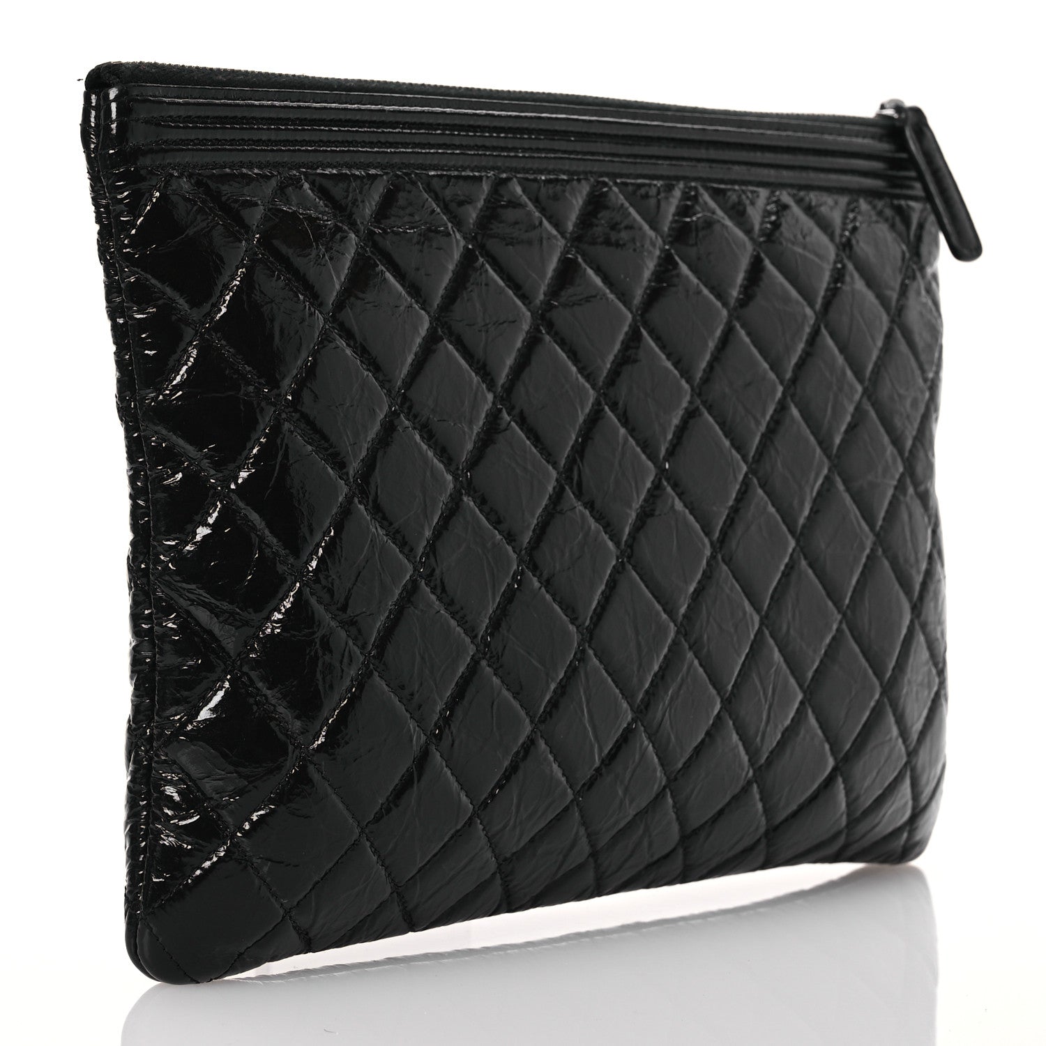 Chanel Patent Calfskin Quilted Medium Boy Cosmetic Case Black 3 of 15