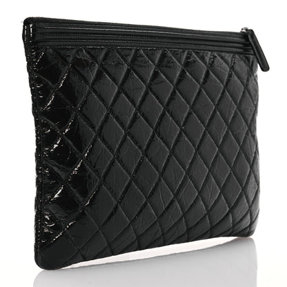 Chanel Patent Calfskin Quilted Medium Boy Cosmetic Case Black 3 of 15