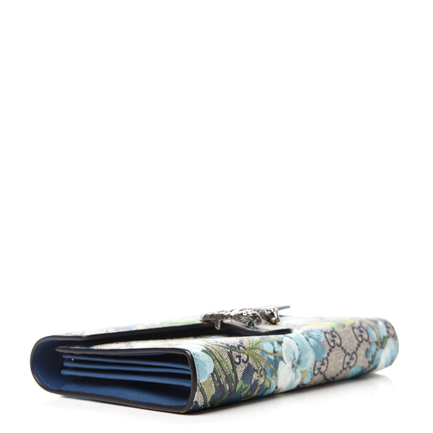 GG Supreme Monogram Blooms Mini Dionysus Chain Wallet Beige Blue Navy Vintage Blue