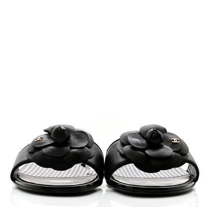 Chanel Patent Quilted Camellia Sandal 40 Black 2 of 10