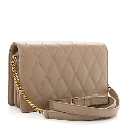 Saint Laurent Lambskin Diamond Quilted Angie Chain Bag Tan 2 of 12