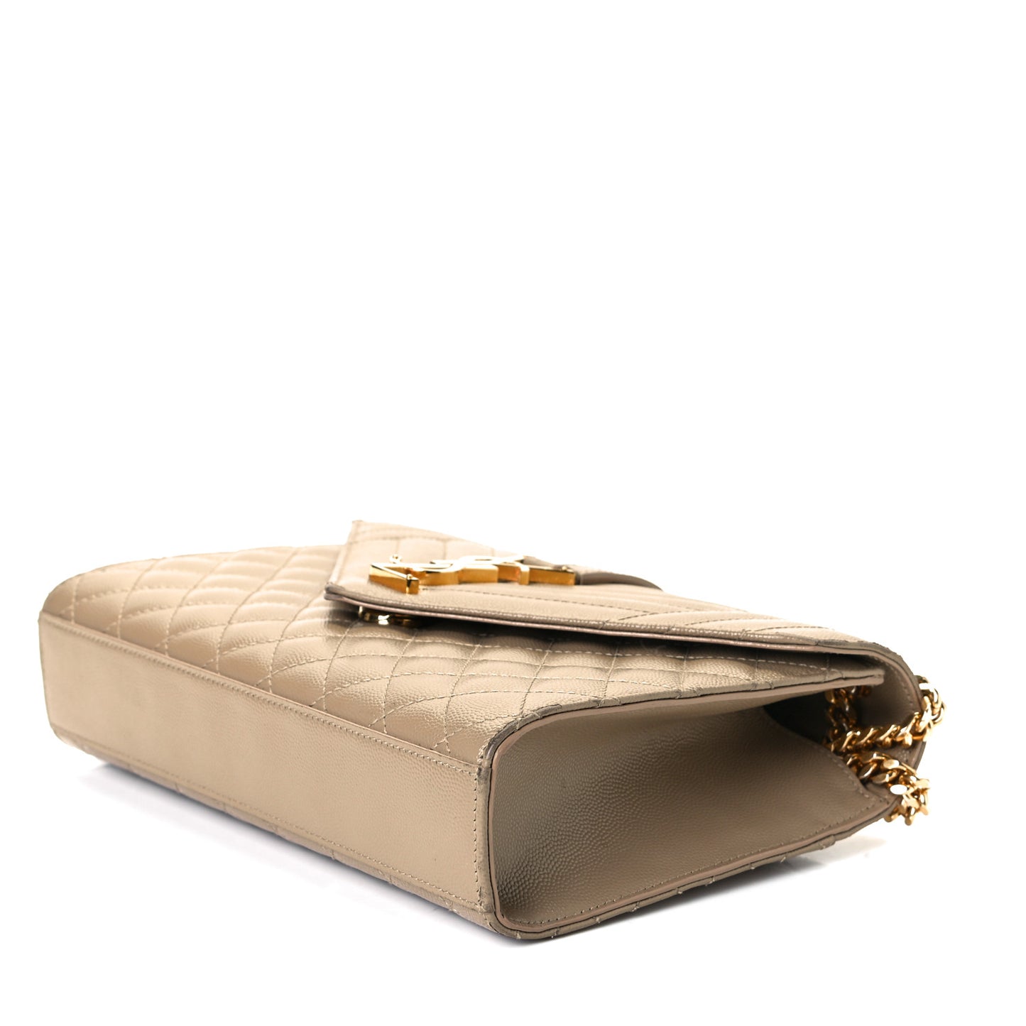 Grain De Poudre Textured Mixed Matelasse Medium Triquilt Monogram Satchel Latte Cream