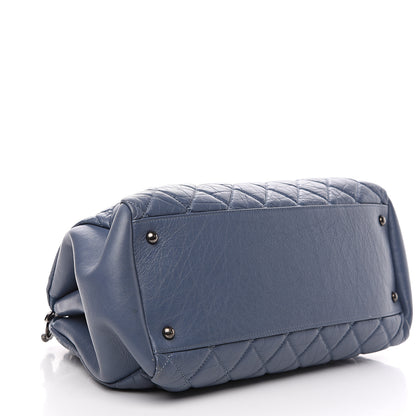 Chanel Distressed Lambskin Quilted Just Mademoiselle Bowling Bag Dark Blue 3 of 9