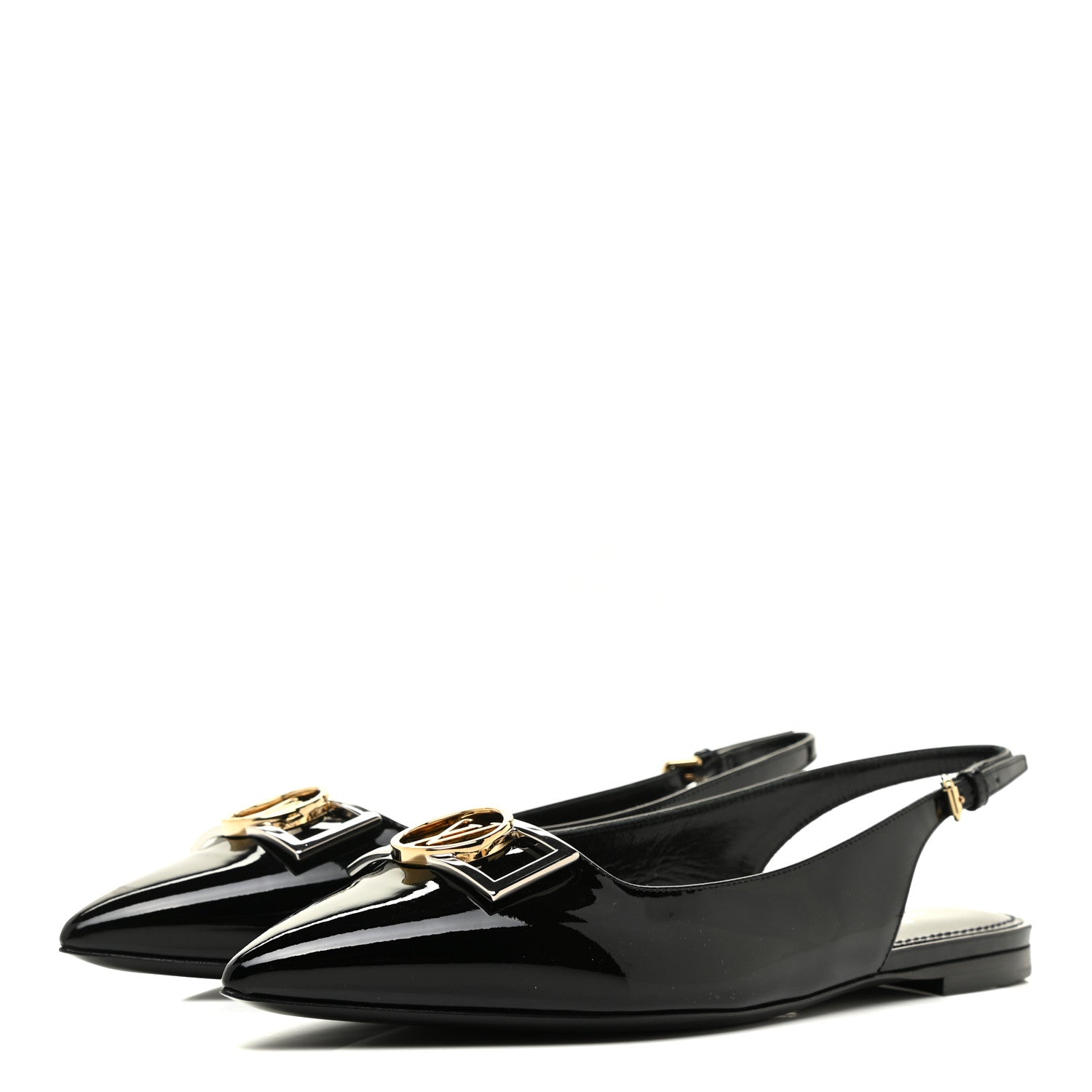 Louis Vuitton Patent Insider Slingback Ballerina Flats 38 Black 3 of 8