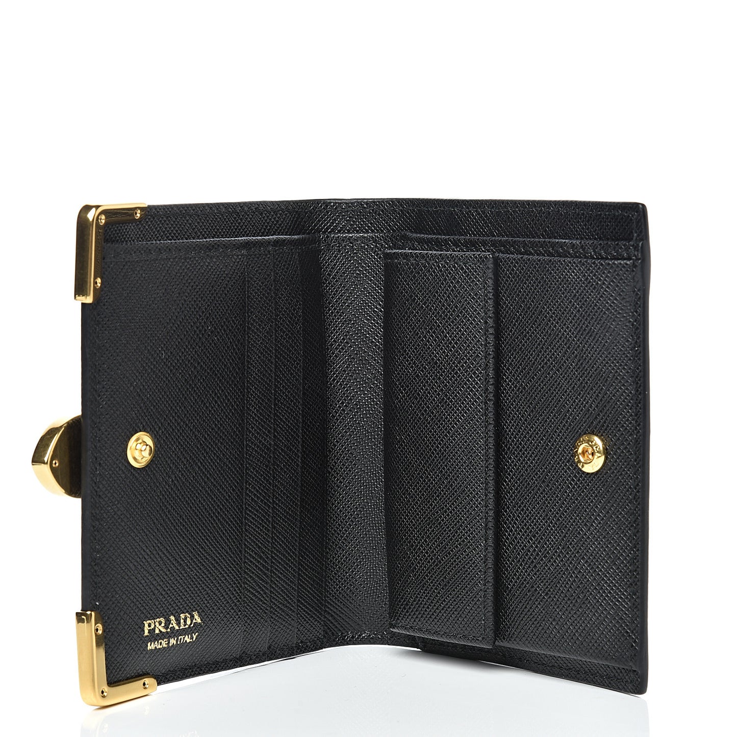 Saffiano Cahier Compact Flap Wallet Black