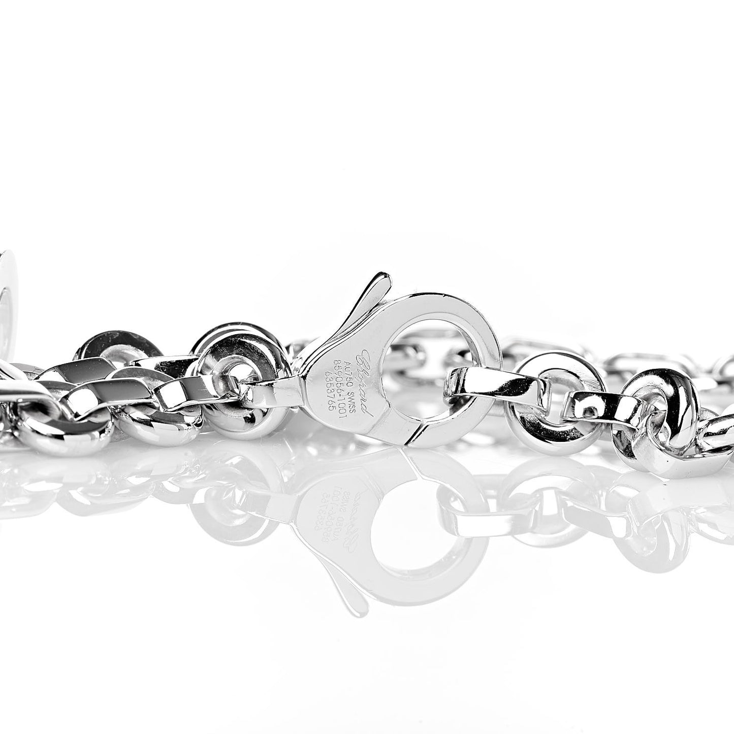 18K White Gold Happy Diamond Icons Round Charm Bracelet