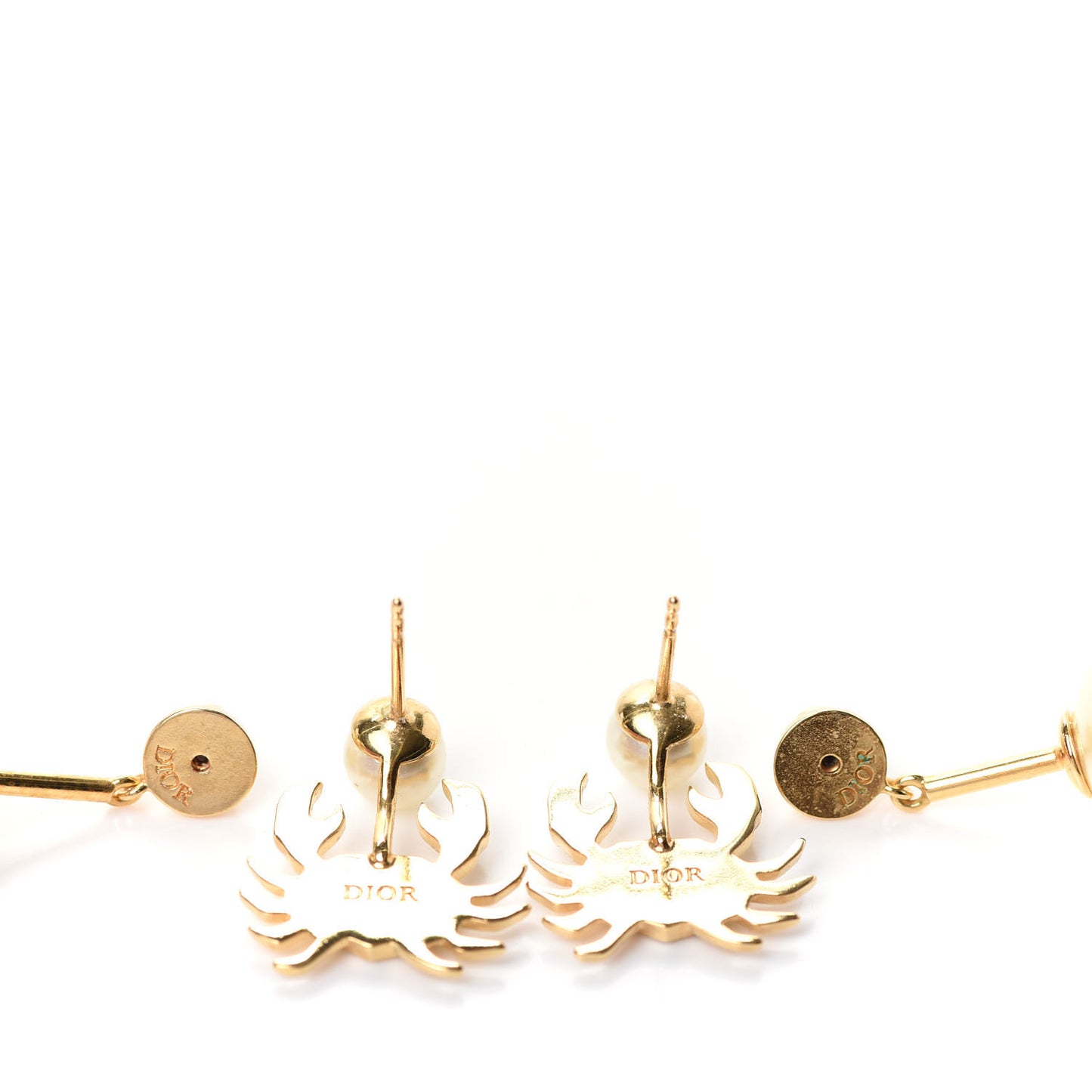 Crystal Pearl Zodiac Cancer Earrings Gold
