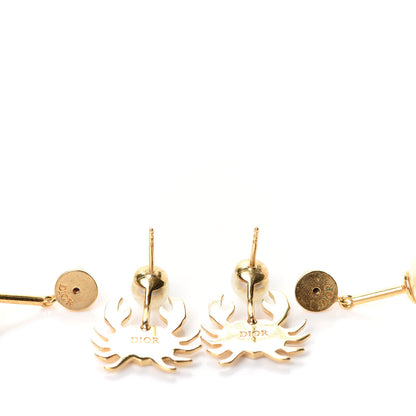 Christian Dior Crystal Pearl Zodiac Cancer Earrings Gold 3 of 3