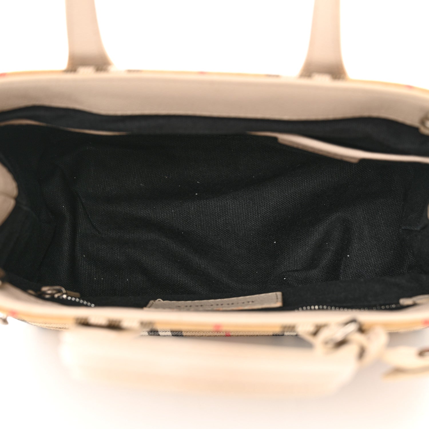 Burberry Goatskin Vintage Check Small Banner Tote Limestone 5 of 13