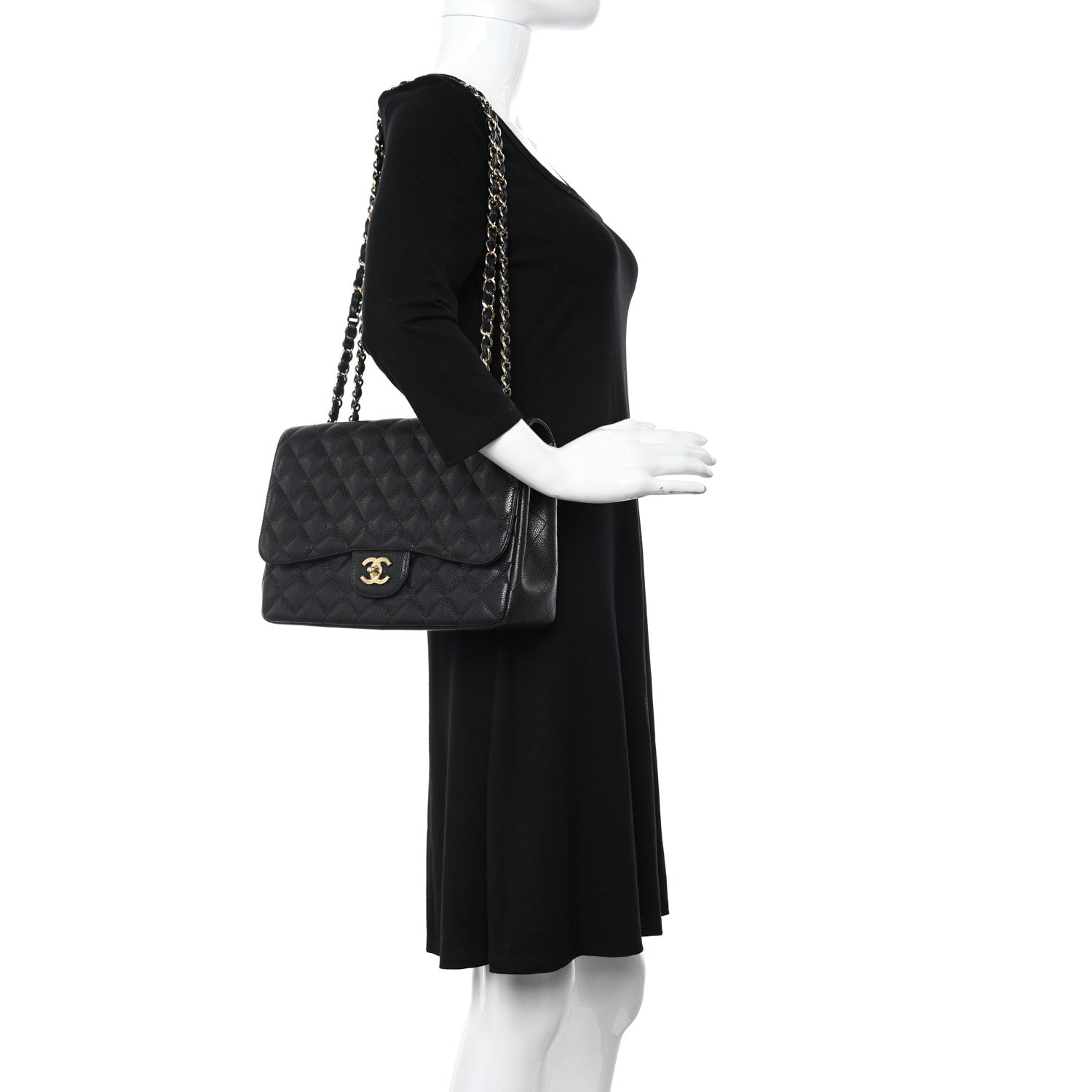 Chanel Caviar Quilted Jumbo Single Flap Black 2 of 12