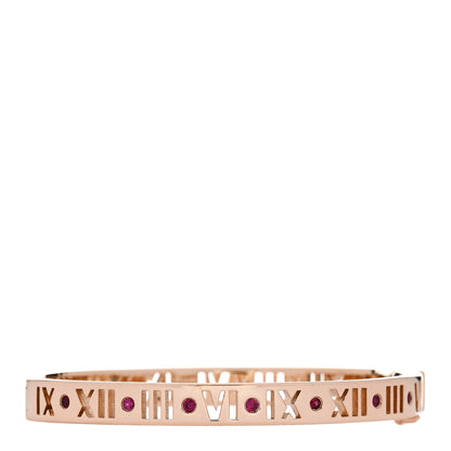 Tiffany 18K Rose Gold Ruby Atlas Pierced Hinged Bangle Bracelet 1 of 4